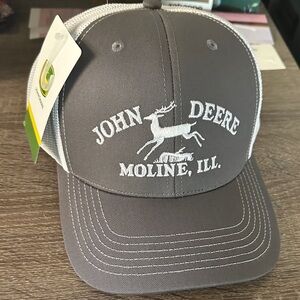 John Deere Gray and White Mesh Hat